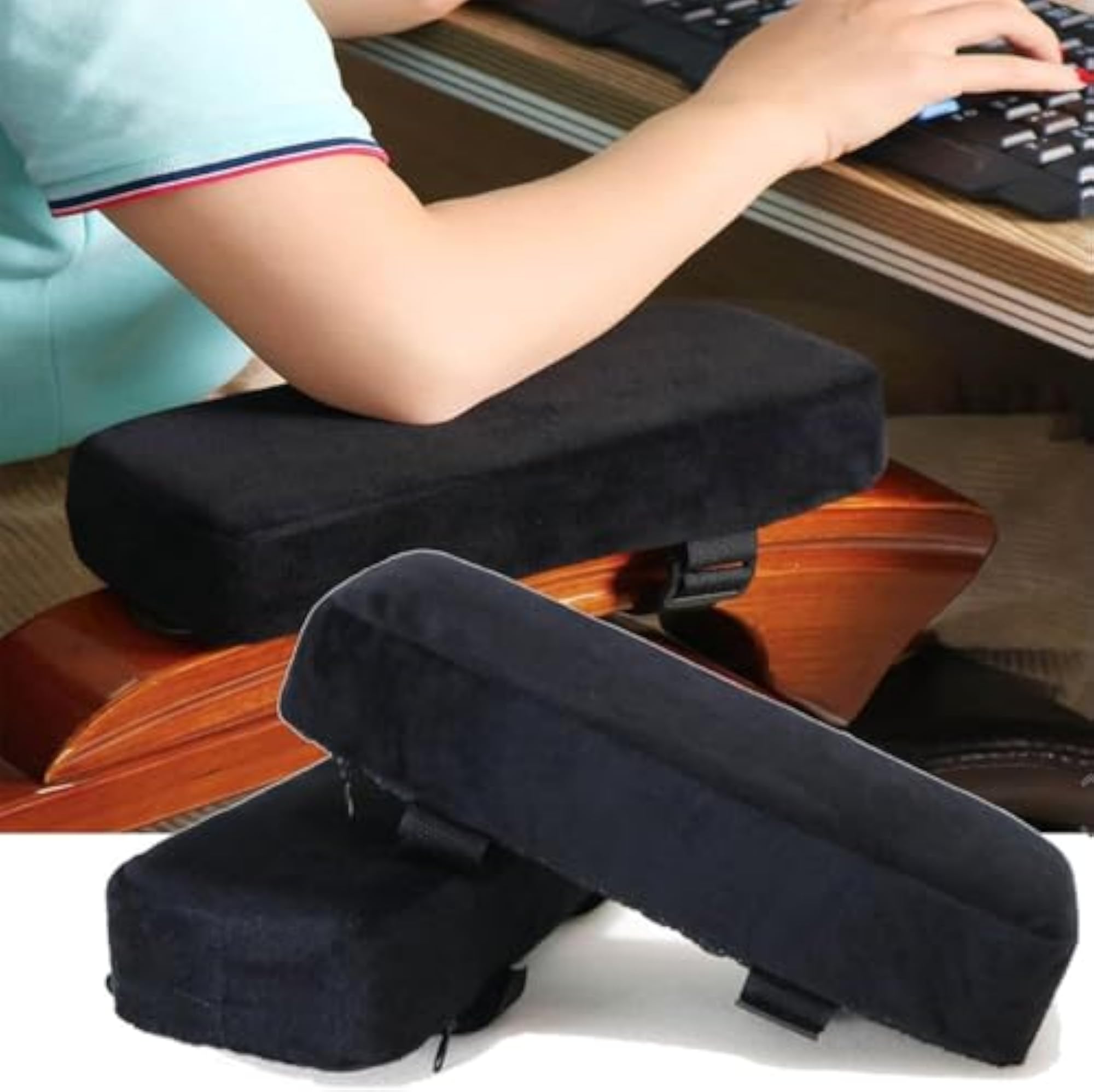 Ergonomic Memory Foam Office Chair Armrest Pads, 2 Pack
